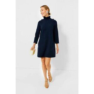 Tuckernuck dress womens XXL navy blue daphne high neck ruffle minimalist office